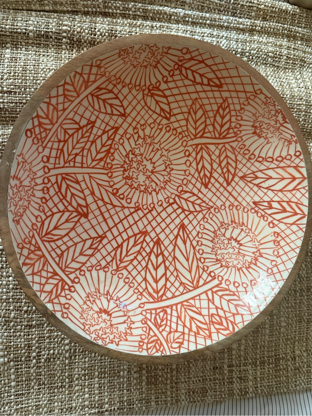 Handcrafted Decorative Bowl with Orange Floral Pattern